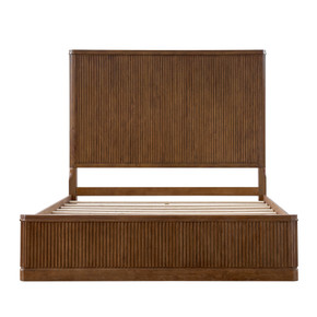 Gabriella Solid Wood Fluted Platform Bed, Walnut