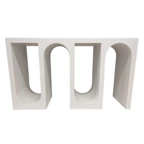 Baskin Rectangular Console Table with Wavelike Base, 54 Inch White Wood