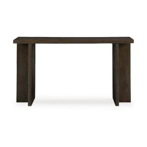 Oshae Console Sofa Table, Solid Wood T Shaped Legs, Dark Brown