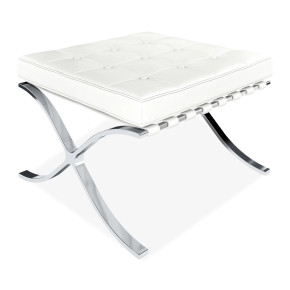 Paxton Ottoman, White Leather