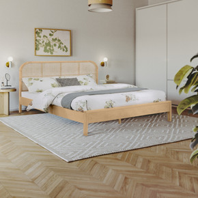 Sorrell Ash Wood And Natural Cane Queen Bed