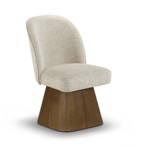 Claymore Linen Textured Fabric Upholstered Dining Side Chair, Brown Walnut