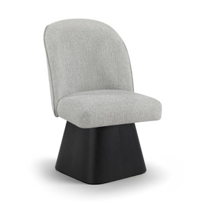 Claymore Linen Textured Fabric Upholstered Dining Side Chair, Black Wood