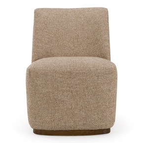 Calloway Beige Fabric + Walnut Dining Chair w/Casters, Set of 2