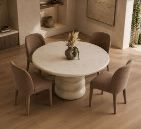 Vencie 43" Round Fiberform Dining Table, Beige