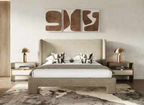 Julio Beige Fabric Bed, Queen