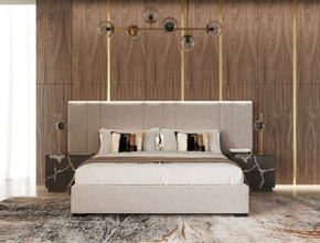Princeton Beige Fabric Bed, Queen