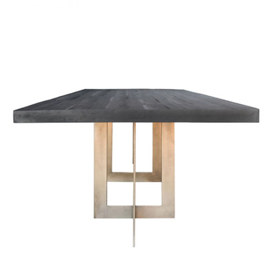 Bowen Dining Table, Black Acacia & Antique Brass