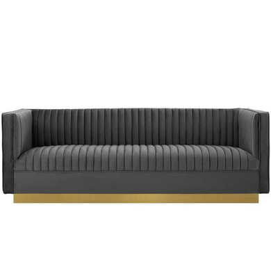 Savoy Velvet Glam Sofa, Gray