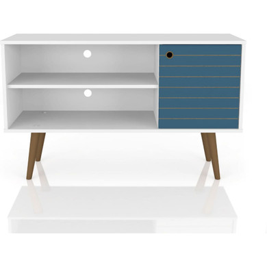 Libby Mid Century TV Stand, Line White Aqua, 42"