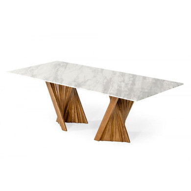 Cadence Walnut & Marble Dining Table