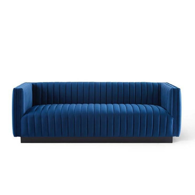 Juncture Tufted Velvet Sofa, Navy