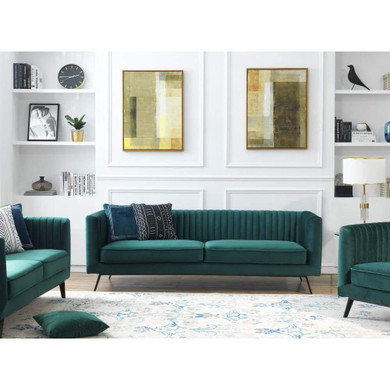 Vanderbilt Sofa in Channel Tufted Hunter Green Velvet