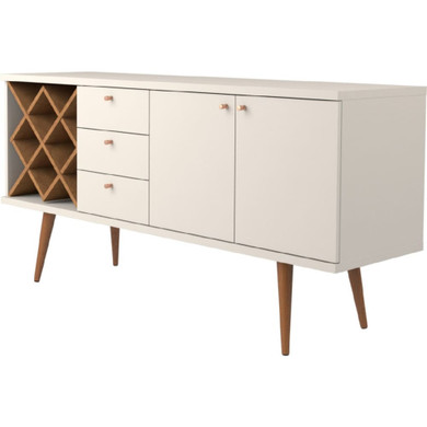 Utica Wine Rack Sideboard Buffet Off White, Maple Cream