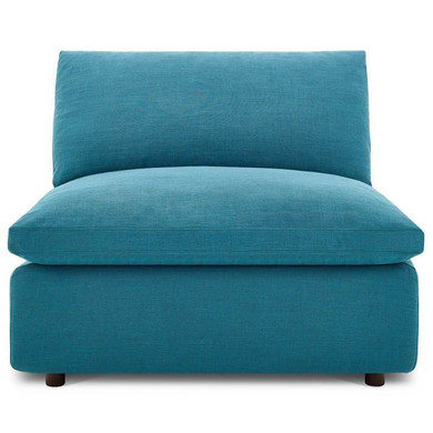 Crux Down Filled Overstuffed Armless Chair, Teal