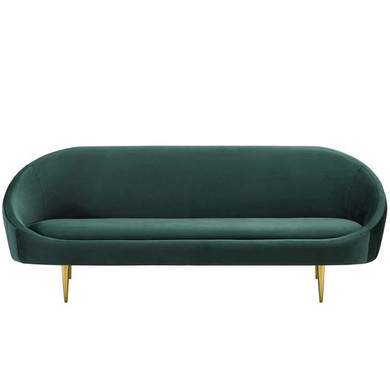 Saxton Vertical Curved Back Velvet Sofa, Green