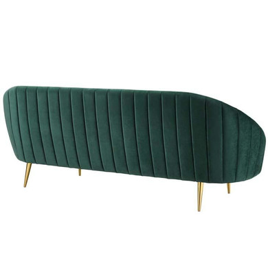 Saxton Vertical Curved Back Velvet Sofa, Green