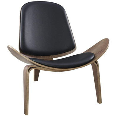 Arch Shell Chair, Black on Walnut