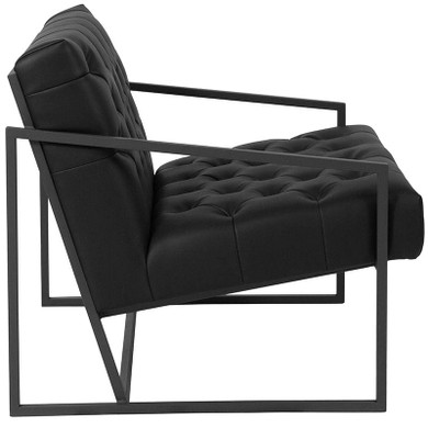 Elliot Leather Tufted Lounge Chair, Black