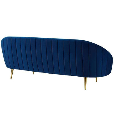 Saxton Vertical Curved Back Velvet Sofa, Navy