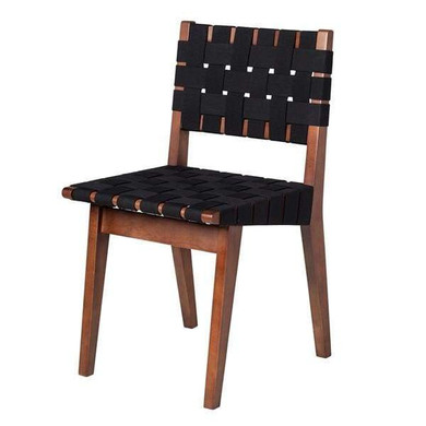 Risom Dining Chair, Black & Walnut