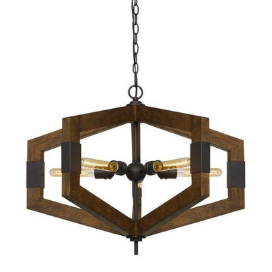 Origami 5 Bulb Wood And Metal Chandelier