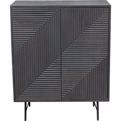 Neo 2 Door High Cabinet in Smoke Grey Wood