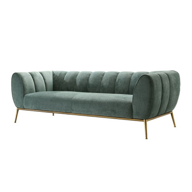 Jade Sofa in Bay Green Fabric w/ Gold Leg