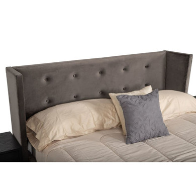 Bryant King Grey Velvet Bed, Gold Legs