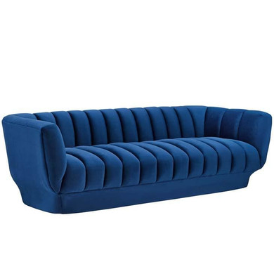 Enchanted Vertical Channel Tufted Sofa, Navy
