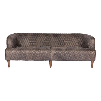 Magdelan Tufted Leather Sofa Antique Ebony