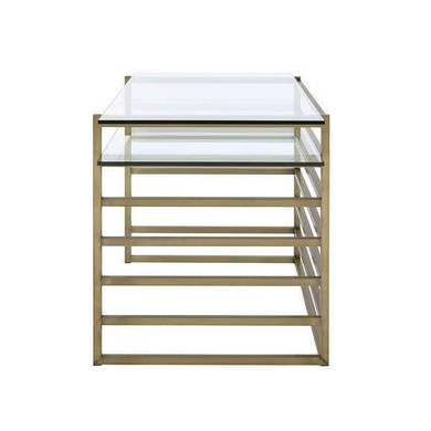 Slatted Design Metal Desk, Gold