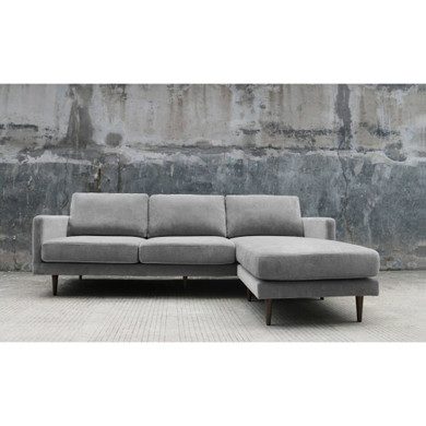 Kelsey Sectional Sofa w/ Reversible Chaise in Grey Fabric