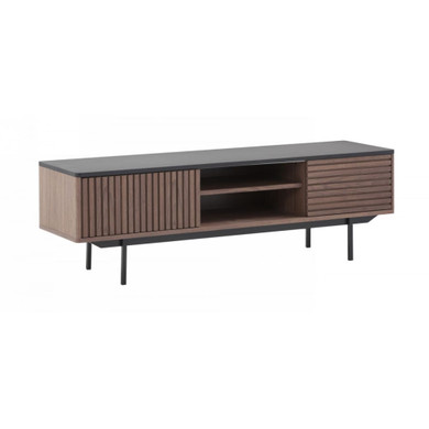 Kyle Mid-Century Modern Walnut TV Stand, Grey