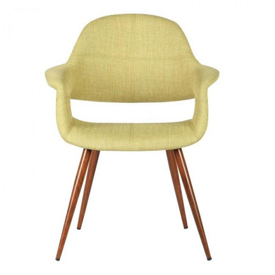 Phoebe Mid-Century Dining Chair in Walnut Finish and Green Fabric