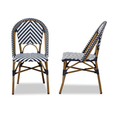 Celeste Classic French Dining Chair, Set of Two, White & Blue