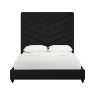 Javan Black Velvet Bed in King