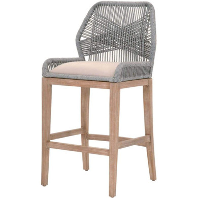 Loom Bar Stool, Platinum Rope, Grey Fabric, Natural Grey Legs