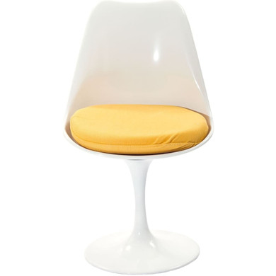 Pedestal Design Dining Fabric Side Chair, Yellow
