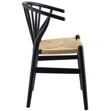 Danish Spindle Wood Dining Side Chair, Black