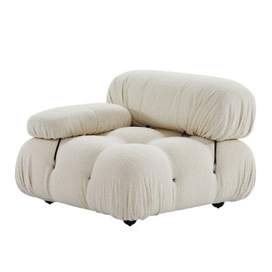 Bellini Modular Sofa, Right Armrest Chair, Cream White Boucle