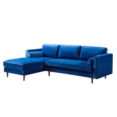 Como Navy Velvet Sectional LAF