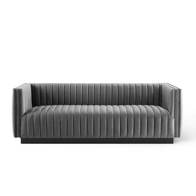 Juncture Tufted Velvet Sofa, Gray