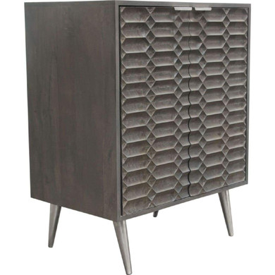 Petra 2 Door High Cabinet in Smoke Grey Wood