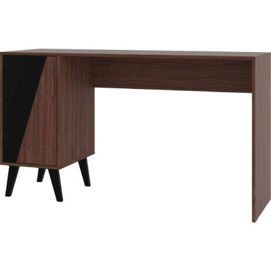 Hess Mid Century Office Desk 2 Shelves, Dark Brown