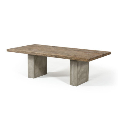 Relent Modern Oak & Concrete Dining Table, 79"