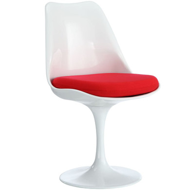 Pedestal Design Dining Fabric Side Chair, Red