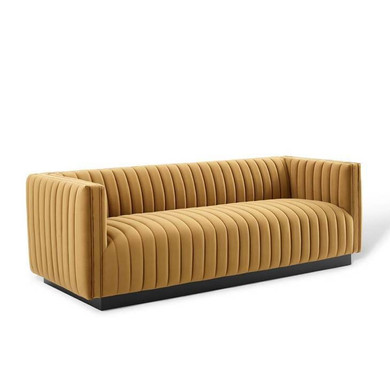 Juncture Tufted Velvet Sofa, Cognac