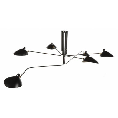 Mouille Edition MCL-R6, Six Arm Ceiling Lamp, Black