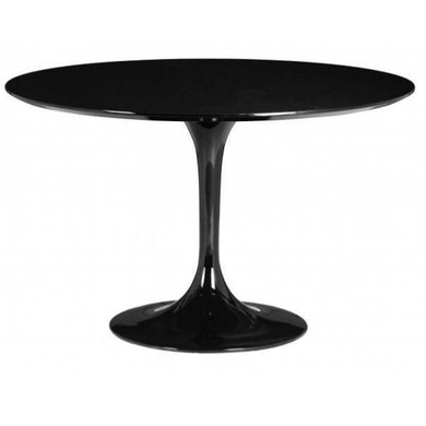 Pedestal Design 47" Round Wood Top Dining Table, Black